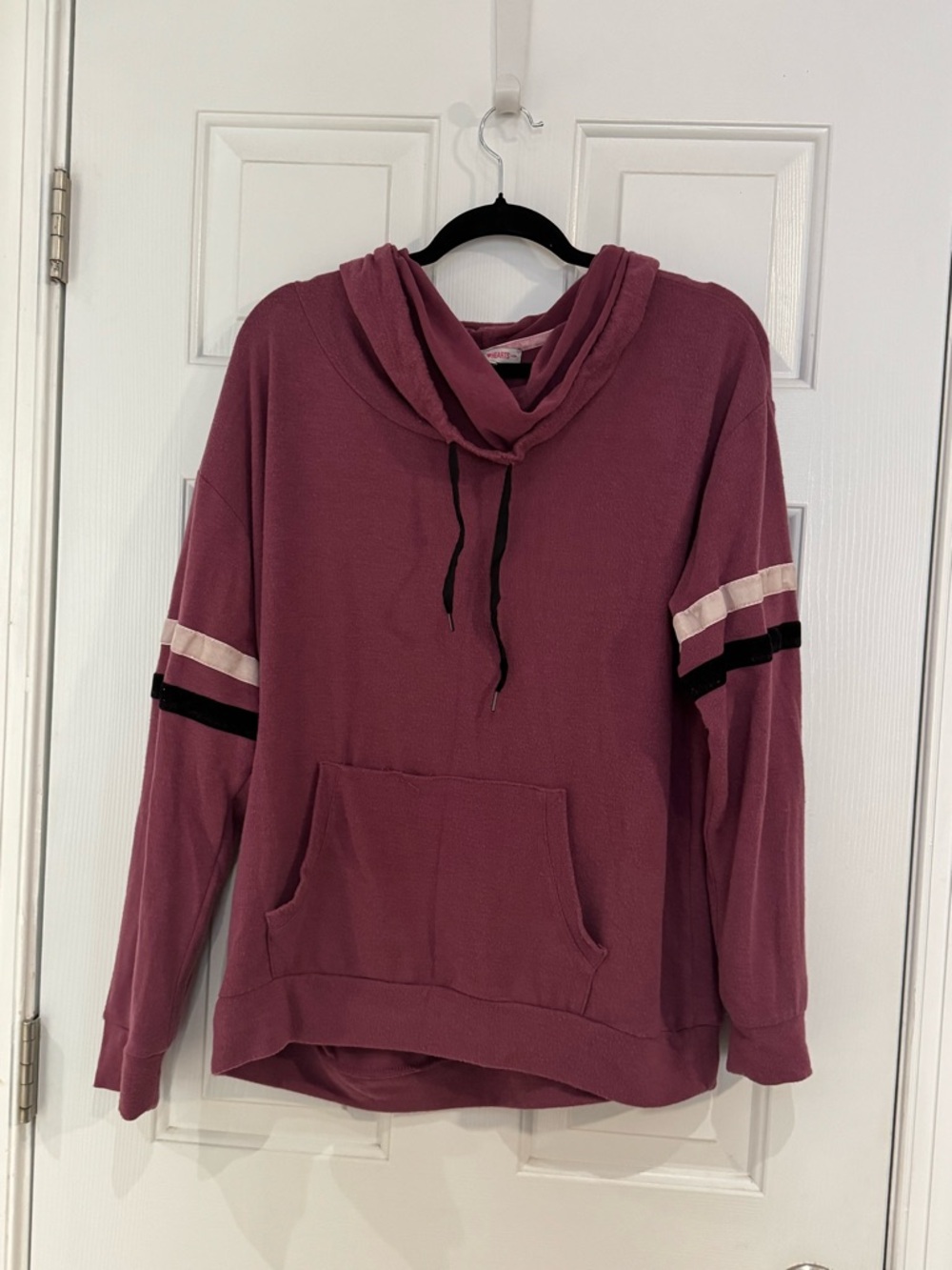 Inspired Hearts Mauve Pullover Hoodie with Stripe Detail